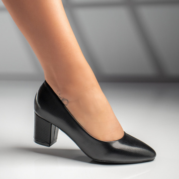 Pantofi dama cu toc gros negri MOD03690, 1, modlet.ro