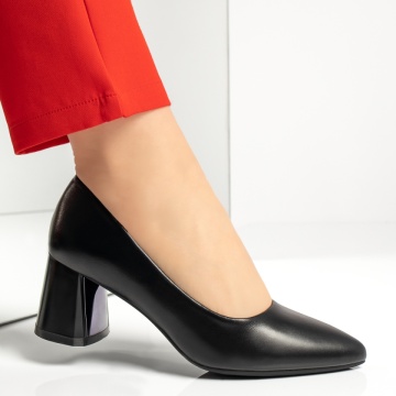 Pantofi dama cu toc gros negri MOD13376, 3, modlet.ro