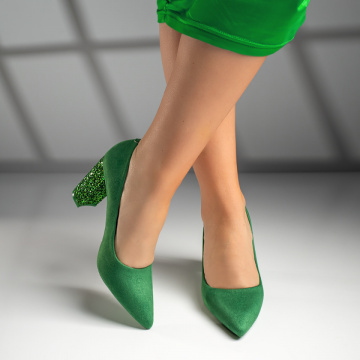 Pantofi dama cu toc gros verzi suede MOD08567, 1, modlet.ro