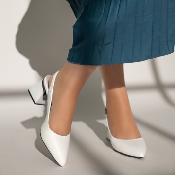 Pantofi dama cu toc si bareta albi MOD11653, 4, modlet.ro