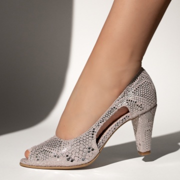 Pantofi dama cu toc si imprimeu roz deschis din Piele naturala ZEF13479, 3, zeforia.ro