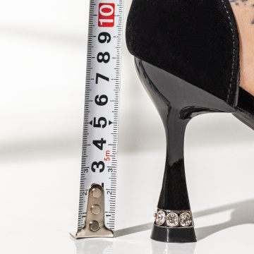 Pantofi dama cu toc subtire si bareta negru suede MOD14169, 4, modlet.ro