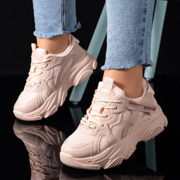 Pantofi dama sport cu talpa groasa roz MOD09491, 3, modlet.ro
