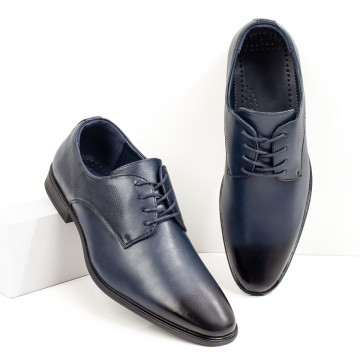 Pantofi eleganti barbati cu perforatii albastri MOD09050, 3, modlet.ro