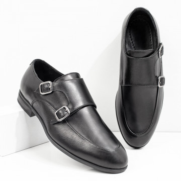 Pantofi eleganti barbati negri cu catarame din Piele naturala MOD08462, 4, modlet.ro