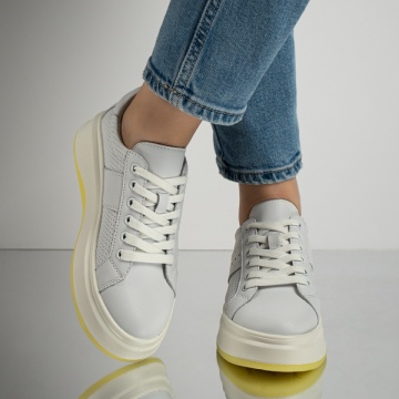 Pantofi sport dama albi din Piele naturala MOD11707, 4, modlet.ro