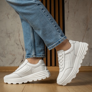 Pantofi sport dama cu siret albi din Piele naturala MOD12976, 2, modlet.ro