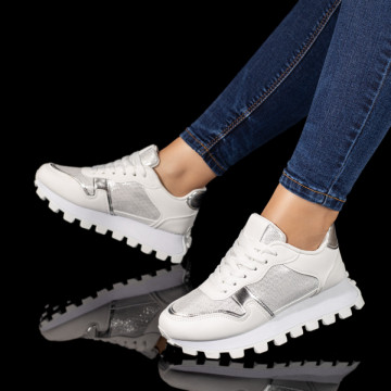 Pantofi sport dama cu siret argintii MOD10128, 3, modlet.ro