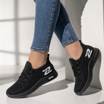 Pantofi sport dama cu siret negri cu alb MOD08071, 3, modlet.ro