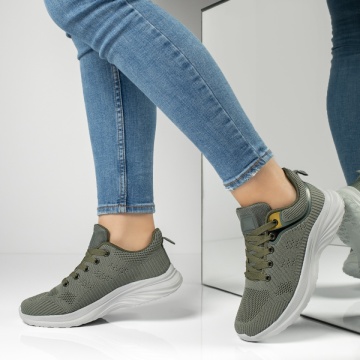 Pantofi sport dama cu siret si talpa groasa verzi MOD13220, 2, modlet.ro