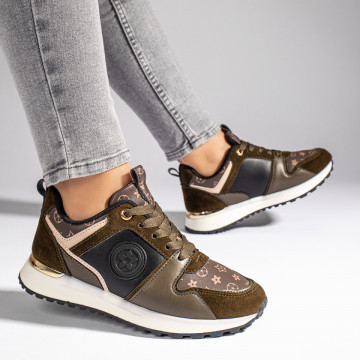 Pantofi sport dama cu siret verde inchis MOD11115, 4, modlet.ro