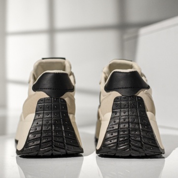 Pantofi sport dama cu talpa groasa bej cu negru MOD12999, 4, modlet.ro