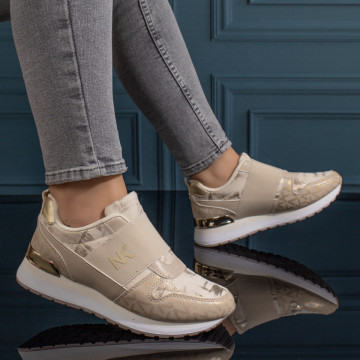 Pantofi sport dama cu talpa groasa bej MOD11116, 2, modlet.ro