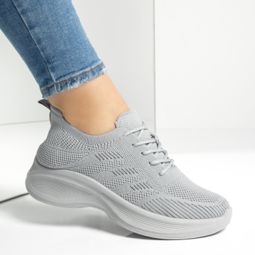 Pantofi sport dama cu talpa groasa gri MOD13235, 3, modlet.ro