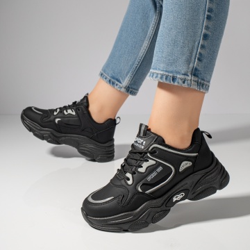 Pantofi sport dama cu talpa groasa negri MOD11786, 2, modlet.ro