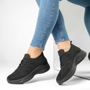 Pantofi sport dama cu talpa groasa negri MOD13235, 4, modlet.ro