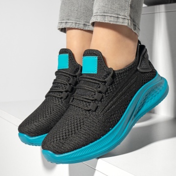 Pantofi sport dama cu talpa groasa negru cu albastru deschis MOD13184, 2, modlet.ro
