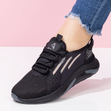 Pantofi sport dama cu talpa groasa negru cu gri MOD05116, 3, modlet.ro