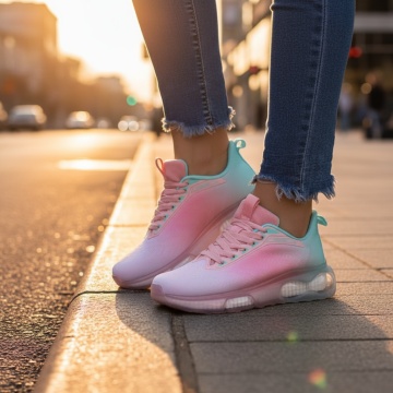 Pantofi sport dama roz cu albastru si talpa groasa MOD09503, 3, modlet.ro