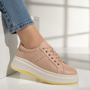 Pantofi sport dama roz din Piele naturala MOD11707, 4, modlet.ro
