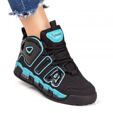 Pantofi sport negri cu albastru MOD07809, 1, modlet.ro
