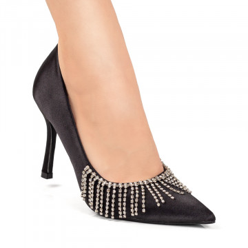 Pantofi Stiletto dama negri cu aplicatii de pietre MOD07772, 1, modlet.ro