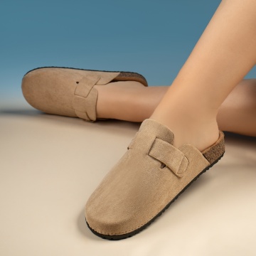 Papuci casual dama cu catarama khaki suede MOD13445, 3, modlet.ro