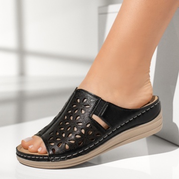 Papuci casual dama cu platforma si perforatii negri ZEF13588, 3, zeforia.ro