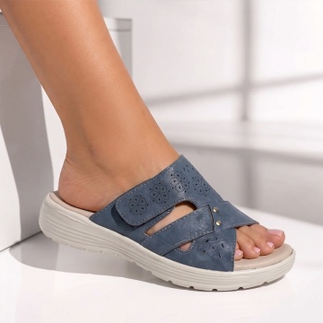 Papuci casual dama cu talpa joasa albastri EVA72, 3, modlet.ro