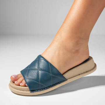 Papuci dama albastri din Piele naturala MOD11411, 1, modlet.ro