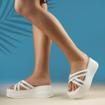 Papuci dama casual cu platforma albi MOD13862, 1, modlet.ro