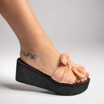 Papuci dama cu platforma roz suede MOD09483, 1, modlet.ro
