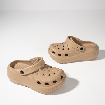 Papuci dama cu talpa groasa tip crocsi khaki MOD11493, 4, modlet.ro