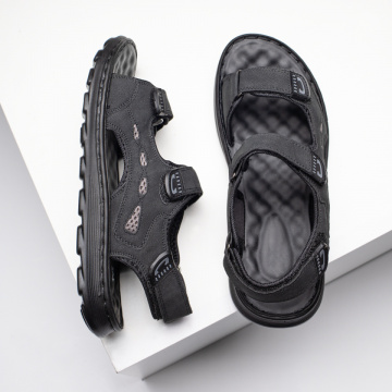 Sandale barbati cu inchidere cu scai si talpa joasa negre MOD11588, 3, modlet.ro