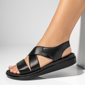 Sandale dama cu barete elastice negre MOD13872, 3, modlet.ro