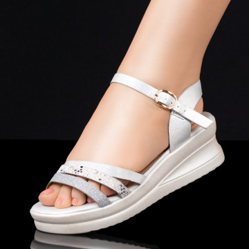 Sandale dama cu platforma albe MOD08214, 3, modlet.ro