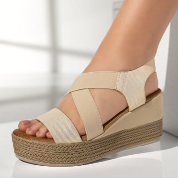 Sandale cu platforma, Sandale dama cu platforma bej DORA11, modlet.ro