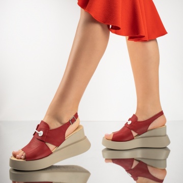 Sandale dama cu platforma rosu inchis din Piele naturala ZEF08901, 1, zeforia.ro