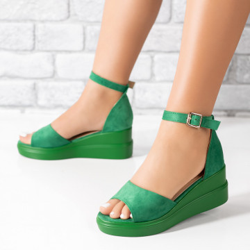 Sandale dama cu platforma verde suede ZEF09585, 3, zeforia.ro