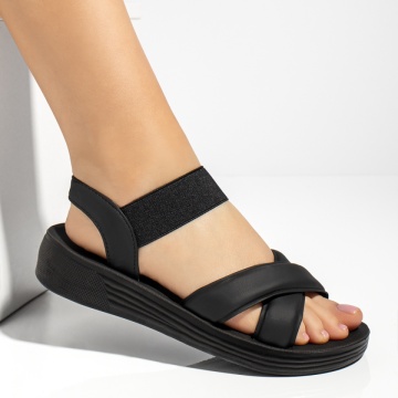 Sandale dama cu talpa groasa negre MOD13393, 4, modlet.ro