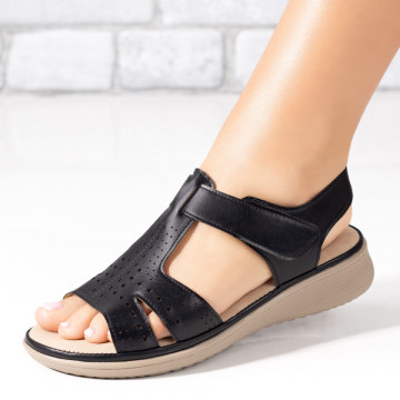 Sandale dama cu talpa groasa si inchidere cu scai negre MOD09288, 2, modlet.ro
