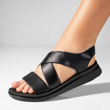 Sandale dama cu talpa joasa negre MOD04374, 4, modlet.ro