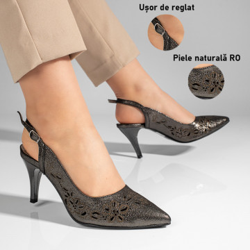 Sandale dama negre cu toc din Piele Naturala MOD11305, 3, modlet.ro