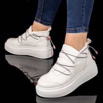 Sneakers dama cu siret elastic albi ZEF10123, 3, zeforia.ro