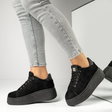 Sneakers dama cu siret negru suede NINA4, 2, modlet.ro
