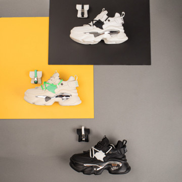 Sneakers dama negri cu alb si accesoriu detasabil MOD10064, 2, modlet.ro