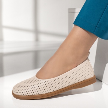 Balerini si Mocasini Dama, Balerini dama cu talpa joasa bej MOD14294, modlet.ro