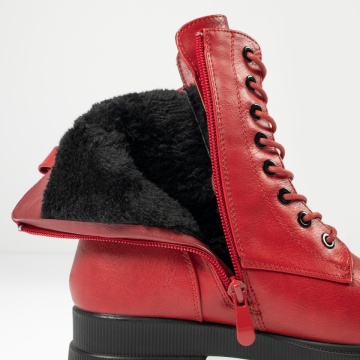 Bocanci dama cu siret si catarama rosii MOD12627, 2, modlet.ro