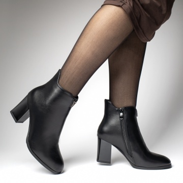 Botine cu toc dama cu fermoar negre MOD06997, 3, modlet.ro