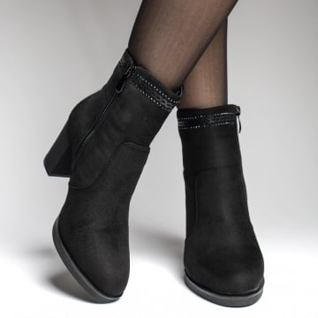 Botine dama cu strasuri atasate negru suede ZEF10587, 3, zeforia.ro